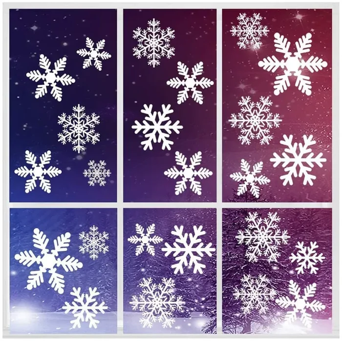 Feliciay 274pcs Fiocchi Di Neve Natalizi Adesivi Elettrostatici Per Finestre Riutilizzabili Decorazioni Per Fiocchi Di Neve Ornamenti Albero Natale Vetro Festa Babbo Natale Regali (16 Fogli)