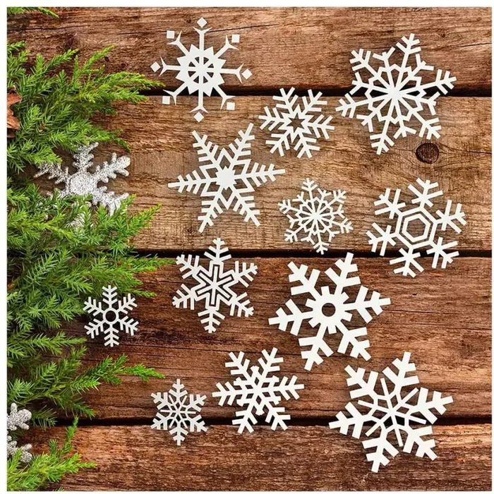 Feliciay 274pcs Fiocchi Di Neve Natalizi Adesivi Elettrostatici Per Finestre Riutilizzabili Decorazioni Per Fiocchi Di Neve Ornamenti Albero Natale Vetro Festa Babbo Natale Regali (16 Fogli) - immagine 2