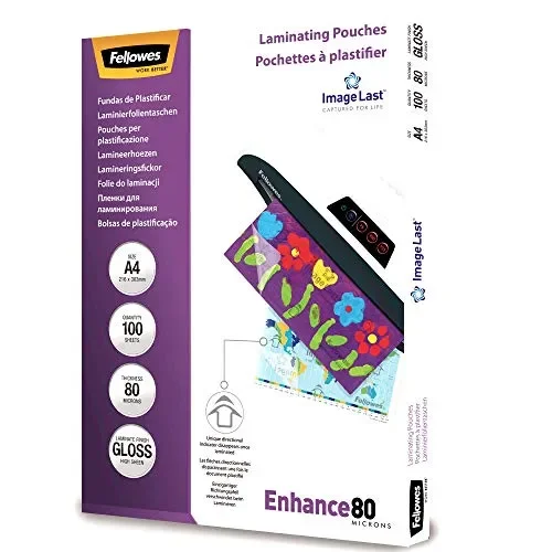 Fellowes 5306114 Pouches Di Plastificazione per Documenti, Formato A4, 80…