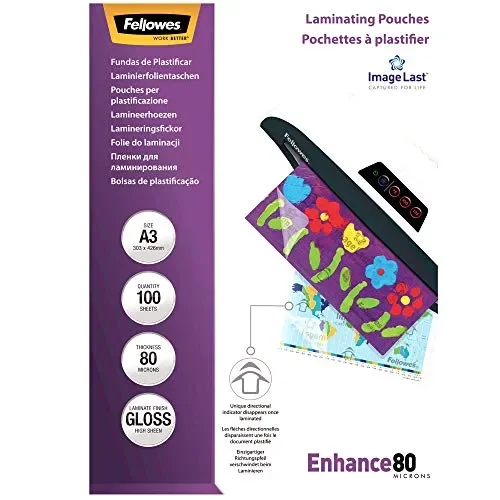 Fellowes 5306207 Pouches Lucide Enhance80, Formato A3, 80 Micron, 125 my