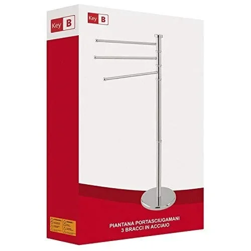 FERIDRAS 906002 Piantana Portasciugamani, 3 Bracci, Cromo, 6x23x37 cm - immagine 2