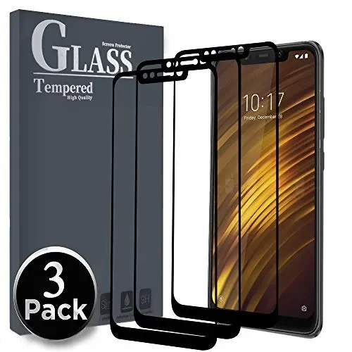 Ferilinso Vetro Temperato per Xiaomi Pocophone F1,[3pack] Nero-3 pcs