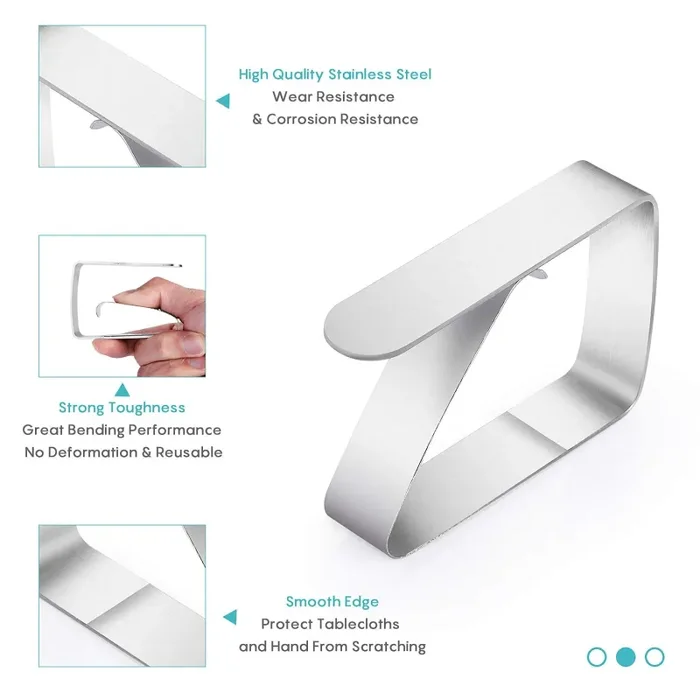 Fermatovaglia Tavolo Giardino, 10 Pezzi Tovaglia Clip in 403 Acciaio… - immagine 2