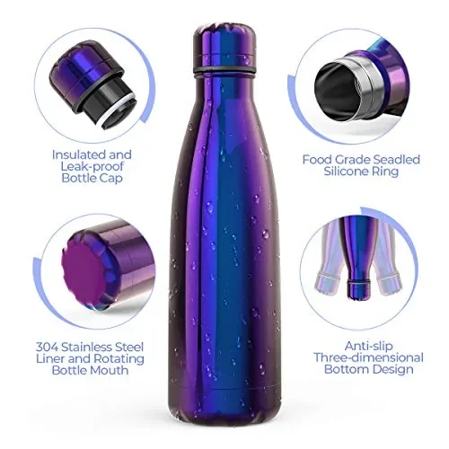 Festnight Borraccia Portatile in Acciaio Inox Termica Bottiglia Purple - immagine 3