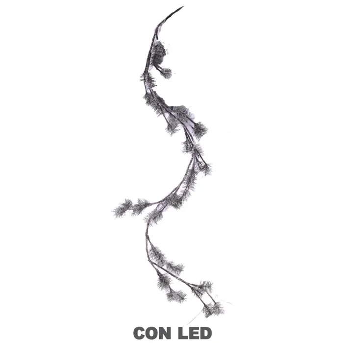 Festone verde innevato con 44 led cm 180xh20