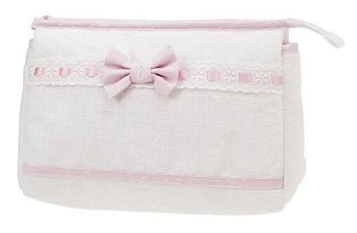 FILET – Busta Con Cerniera I Trousse Da Viaggio I In Tela Aida Rosa