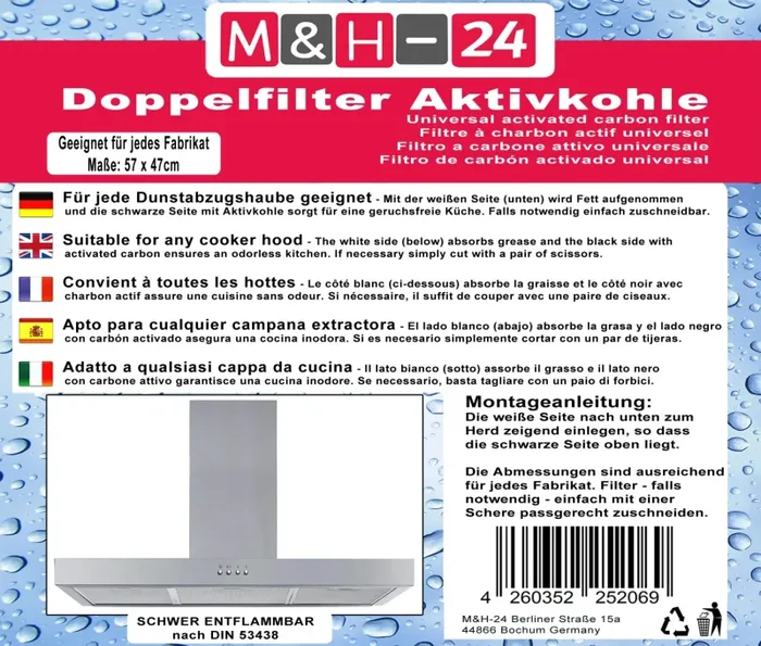 Filtro cappa cucina carboni attivi – universale adatto a a) 1 Stück, Nero Vendita online - immagine 2