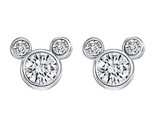 Findout – Orecchini da donna in argento Sterling a forma di topolino, White