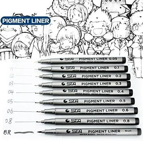 Fineliner, Beupro nero Pigment Liner micro penne da disegno per schizzi disegno redazione ufficio documenti Comic manga scrapbooking e scuola utilizzando - immagine 2