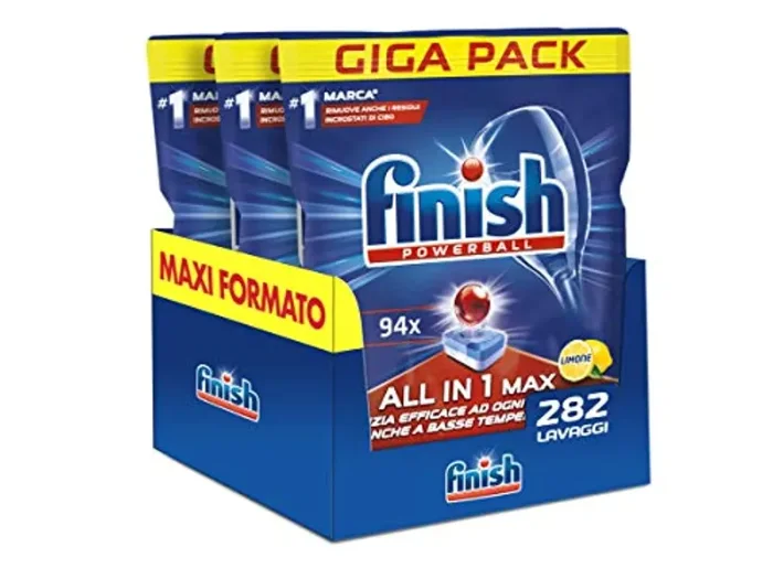 Finish, 282 Pastiglie per Lavastoviglie, All In One Max, 3 Confezioni da 94 Pastiglie, Limone Sconti