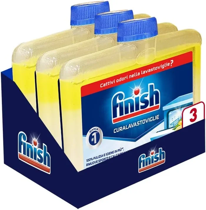 Finish Curalavastoviglie, Additivo Lavastoviglie, 3 Prodotti da 250 ml, Limone Fornitura
