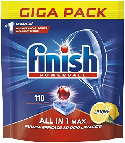 Finish Pastiglie Lavastoviglie All in 1 Max, Limone, 110 Tabs