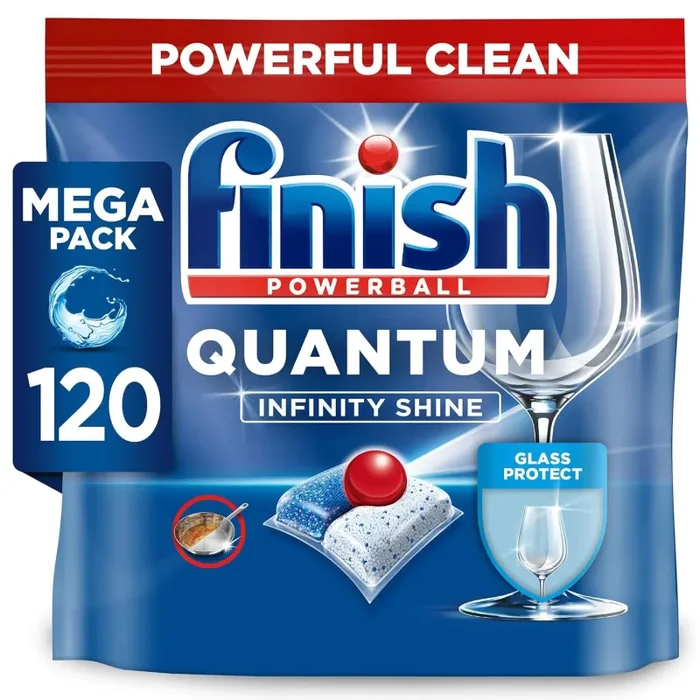 Finish Quantum Infinity Shine Pastiglie Lavastoviglie, 120 Capsule Lavastoviglie, Detergenti per Lavastoviglie per una Pulizia e Brillantezza Efficace Moda