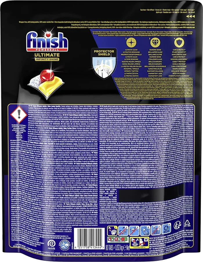 Finish Ultimate Infinity Shine Pastiglie lavastoviglie Lemon, 80 pastiglie per lavastoviglie Sconti - immagine 2