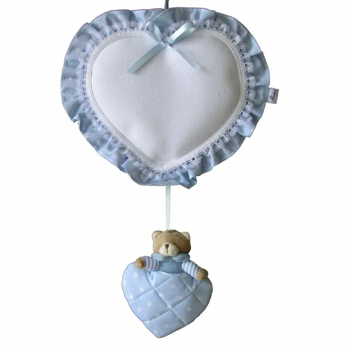 fiocco nascita cuore con orsetto (azzurro) (j2X) - immagine 2