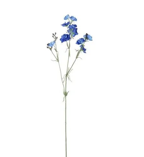 FIORE ARTIFICIALE ROSA CHINENSIS IN TESSUTO BLU CHIARO CON RIFINITURE IN METALLO (7x11xh.59cm)