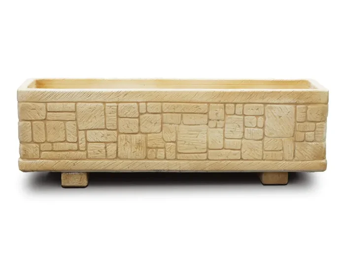 Fioriera da Giardino 100x27x29 cm in Cemento Granulato di Marmo Presolana Grande Nocciola