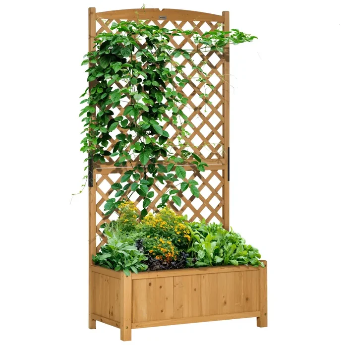Fioriera da Giardino 90x45x180 cm con Traliccio in Legno d’Abete Giallo Vendita online
