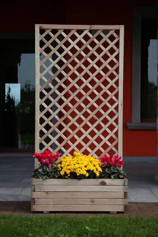 Fioriera da Giardino con Traliccio 180x44x90 cm in Legno