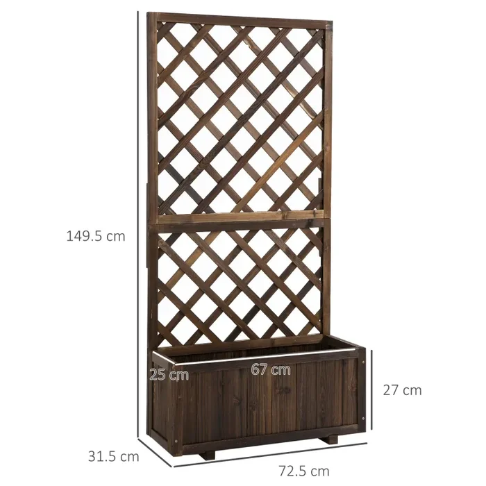 Fioriera da Giardino con Traliccio 72,5×31,5×149,5 cm in Legno di Abete Carbonizzato - immagine 3