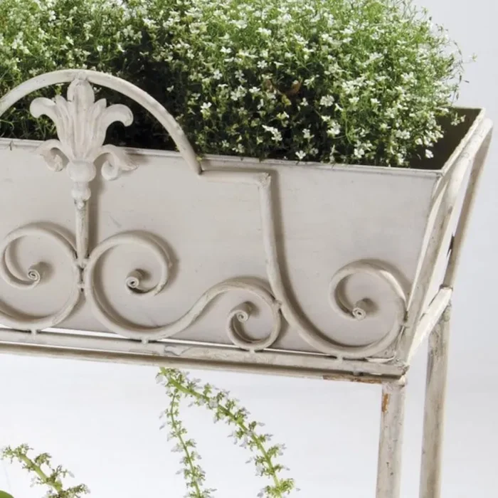 Fioriera da Terrazza con Vaso in Ferro Colore Avorio Bertozzi Flower House - immagine 2