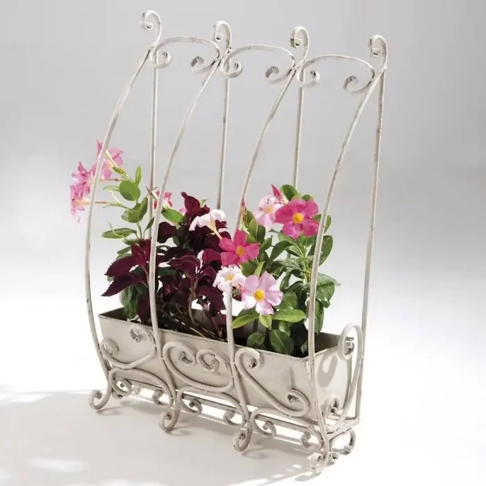 Fioriera Pensile da Balcone in Ferro Colore Avorio Flower House