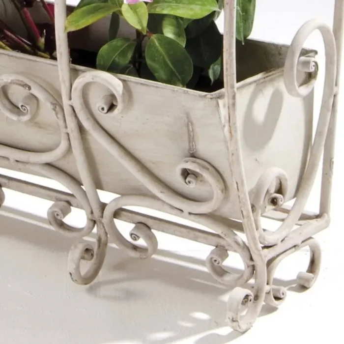 Fioriera Pensile da Balcone in Ferro Colore Avorio Flower House - immagine 2