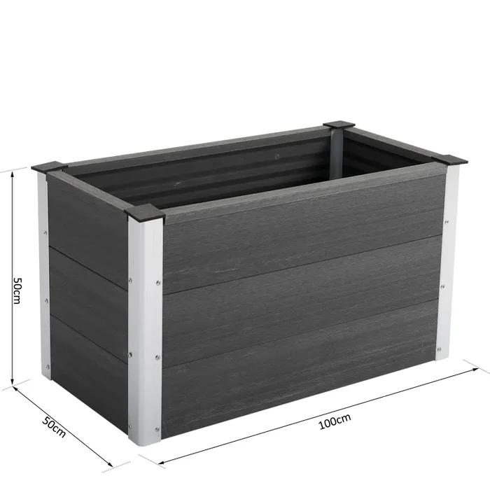 Fioriera Vaso per Piante e Colture in Legno e Plastica Grigio 100x50x50 cm - immagine 3