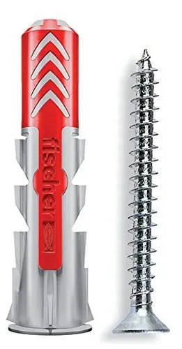 Fischer 50 Tasselli Duopower con Vite, 8 x 40 mm, per 8 x 40 Grigio/Rosso