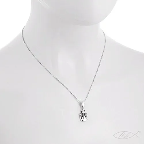 fish Bambina Bambino Catena Argento Vero Ciondolo Angelo Custode Swarovski®… - immagine 3