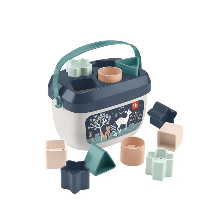 Fisher-Price – Blocchi Assortiti Cerbiatto blu, Set di 10 Blocchi da Impilare e Identificare per Neonati dai 6 Mesi in su, Giocattolo per Bambini 6+ Mesi, HJP20 [Esclusivo Amazon]