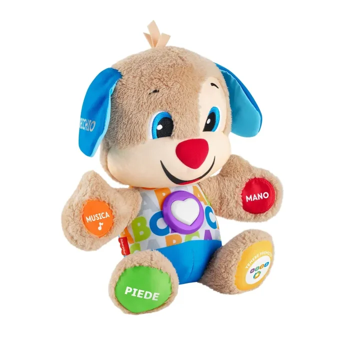Fisher-Price – Il Cagnolino Smart Stages Ridi & Impara, morbido peluche educativo per imparare le prime paroline, con 75+ canzoni, luci e melodie, 6+ mesi, Versione italiana, FPM51