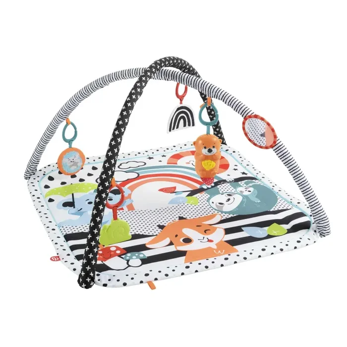 Fisher-Price – Palestrina Musicale 3 in 1 per neonati, con giocattoli sensoriali, luci e suoni per giocare distesi sul pancino, giocattolo per bambini, 0+ anni, HPF39