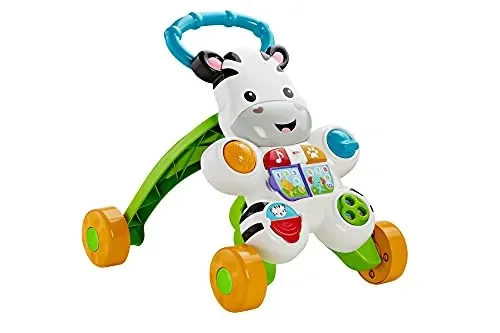 Fisher-Price – Zebra Primi Passi Spingibile, Giocattolo Elettronico Educativo con Musica e Suoni, per Camminare, per Bambini di 6+ Mesi, HBB66, Imballaggio Sostenibile