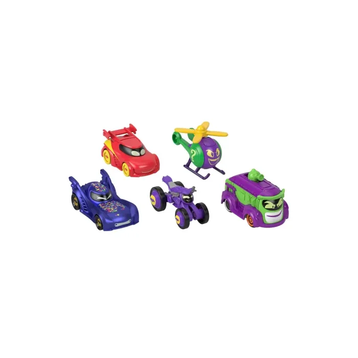Fisher-Price DC Batwheels – Set da 5 Macchinine in Scala 1:55 Die-Cast Batcast Metal, Include Bam la Batmobile, Redbird, Prank, Bibi e Quizz, Giocattolo per Bambini, 3+ Anni, HML21 - immagine 3