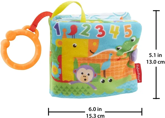 Fisher-Price il Mio Primo Libro attività, Pagine Colorate con Mordicchio, Giocattolo per Neonati di 1 + Mese, Multicolore, FGJ40 - immagine 2