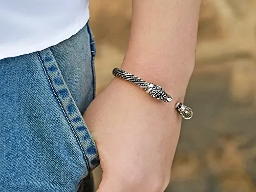 fishhook Vintage Viking Pagan lupo testa vite metallo Antique Silver Sconti - immagine 2