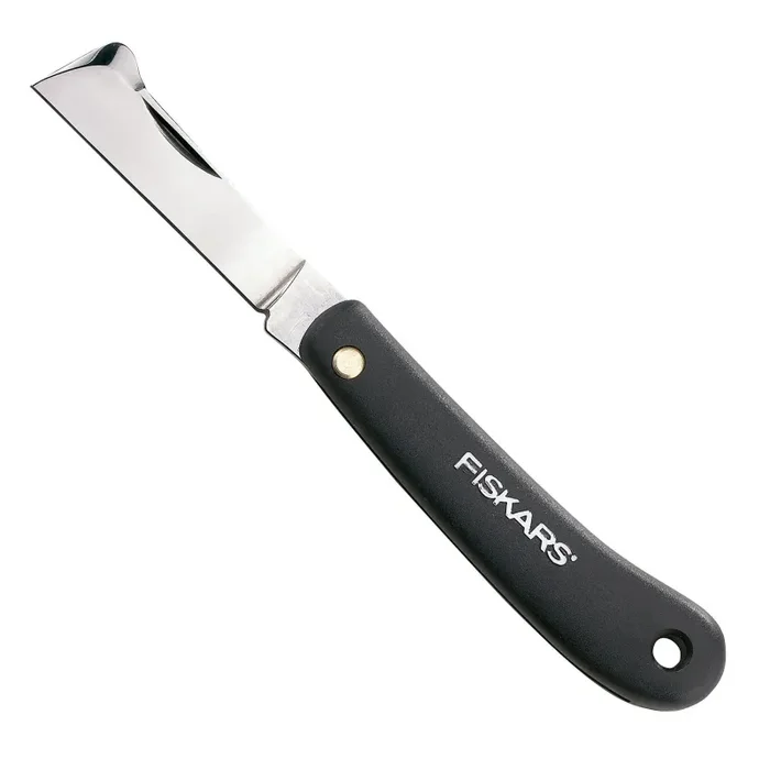 Fiskars Coltello da innesto a penna, Lunghezza totale: 17 cm, Acciaio Nero