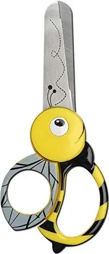 Fiskars Forbici per bambini a forma di ape, A partire da 4 anni, Lunghezza: 13 cm, Per destrorsi e mancini, Lama in acciaio inossidabile/Impugnature in plastica, Giallo, 1003747 - immagine 3