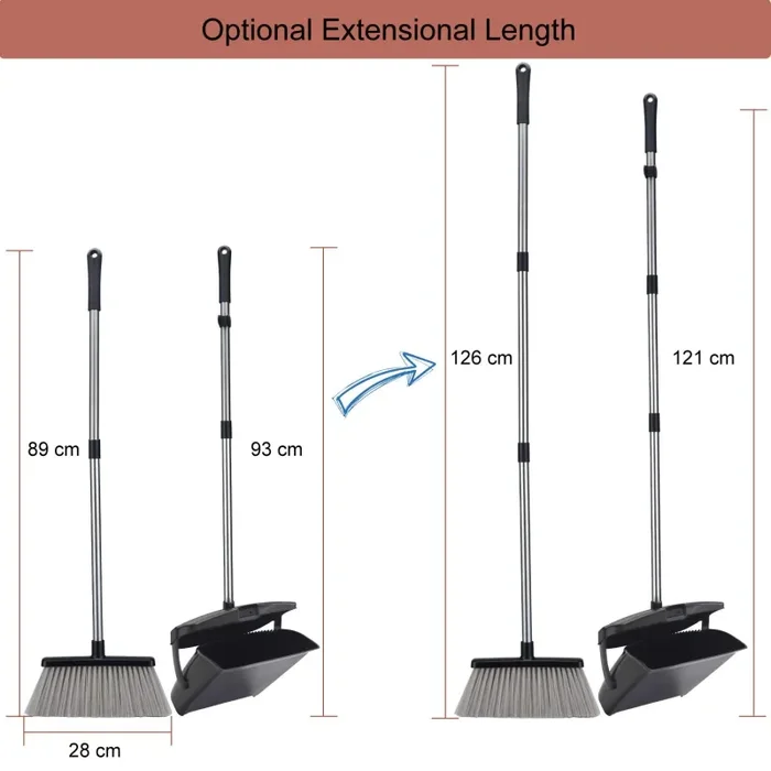FITODO Scopa e Paletta con Coperchio-121 cm Altezza Complessiva Pali in Nero Sconti - immagine 2