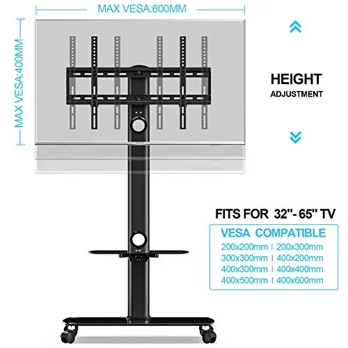 FITUEYES Supporto TV, Mobile Più Stabile, 32″ – 65″ / 2 ripiani - immagine 3