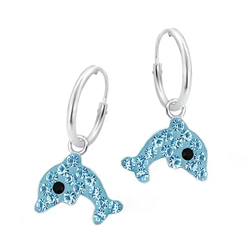 FIVE-D – Orecchini da bambina, a forma di delfino, in argento Azzurro
