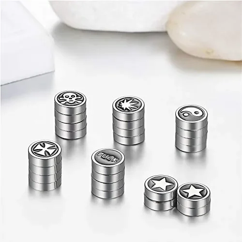 Flongo 6 Paia 1CM Orecchini Punk Magnetici Unisex, senza buco, in… - immagine 2