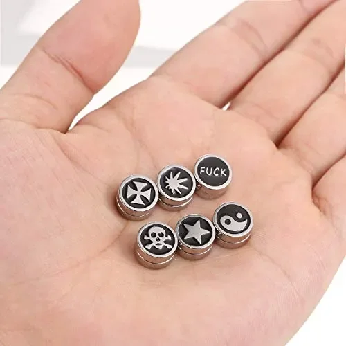 Flongo 6 Paia 1CM Orecchini Punk Magnetici Unisex, senza buco, in… - immagine 3