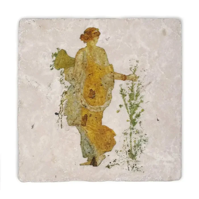 Flora di Stabiae Piastrella in marmo Botticino