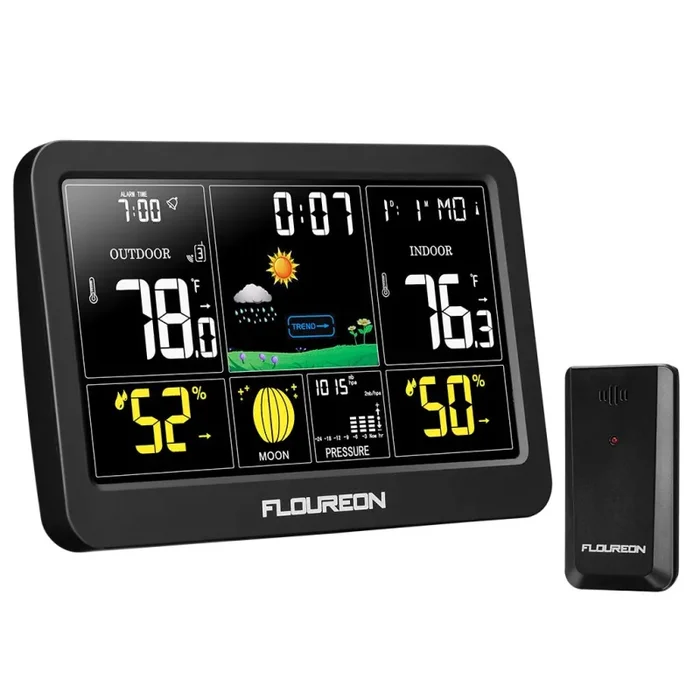 FLOUREON Stazione Meteorologica Automatica Digitale Wireless Meteo…