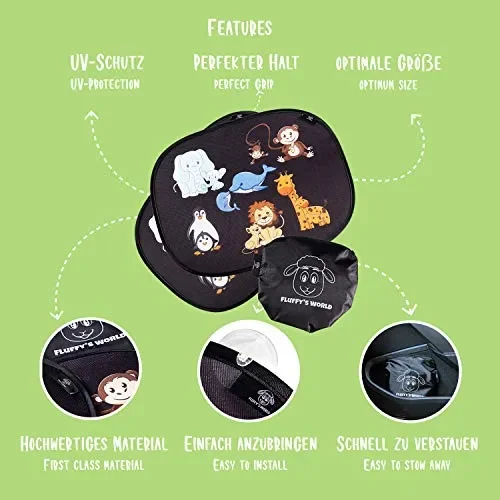 Fluffy’s World Tendine parasole Auto bambini – tendina auto -con… - immagine 3