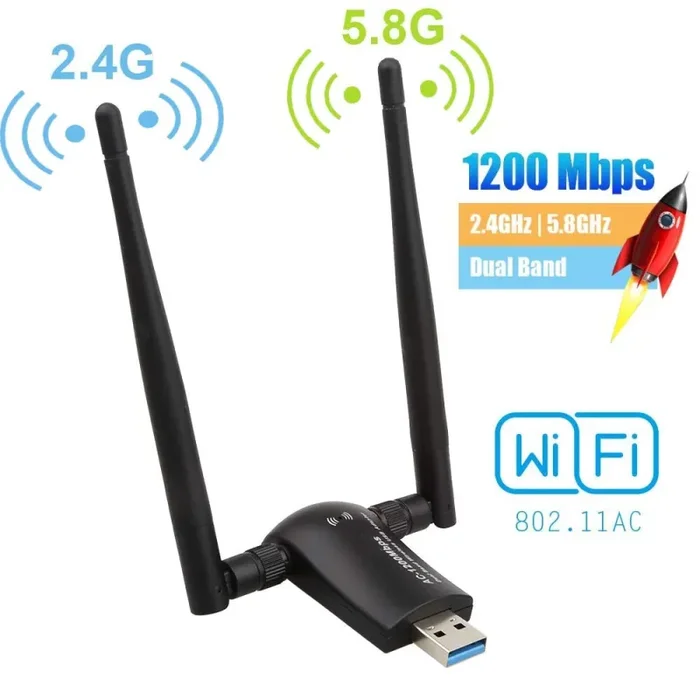 Flybiz Chiavetta WiFi 1200Mpbs, Adattatore USB 3.0 WiFi, Dual Band…