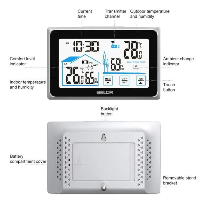 FLYLAND Stazione meteorologica Wireless,Stazione di previsione del black - immagine 2
