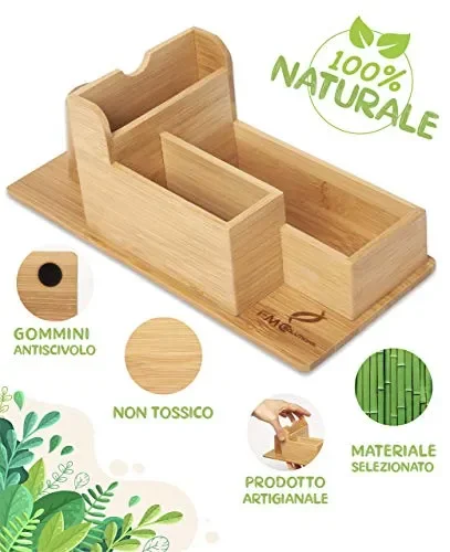 FMC SOLUTION Porta Accessori da caffè e Tea in bambù per 100% Natural Bambù Sconti - immagine 2